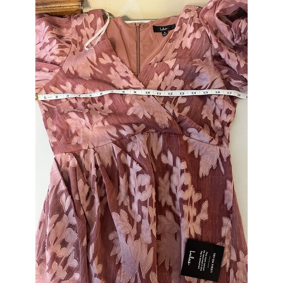 Lulus meant to shine mauve floral long sleeve mini dress womens medium NEW - Picture 9 of 10